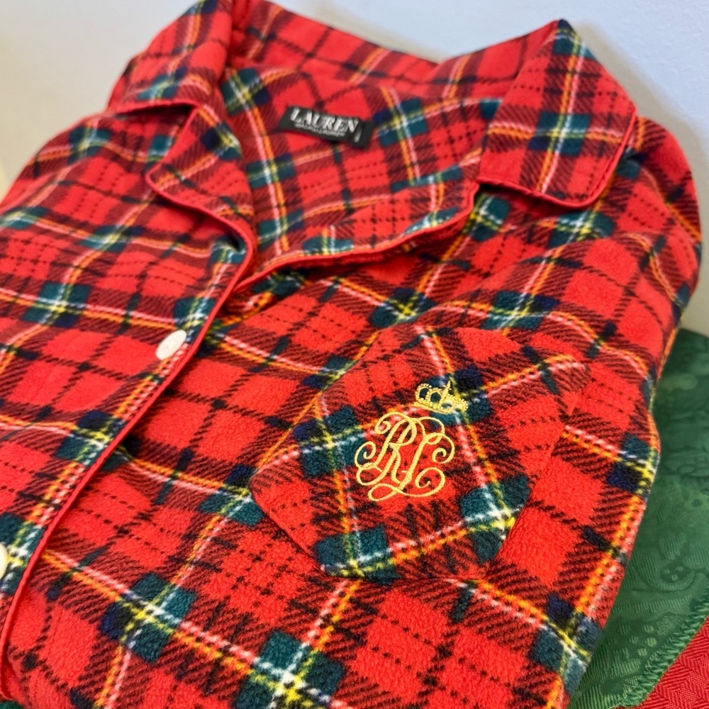 Lauren by Ralph Lauren Women’s XL Plaid Fleece Pajama Top